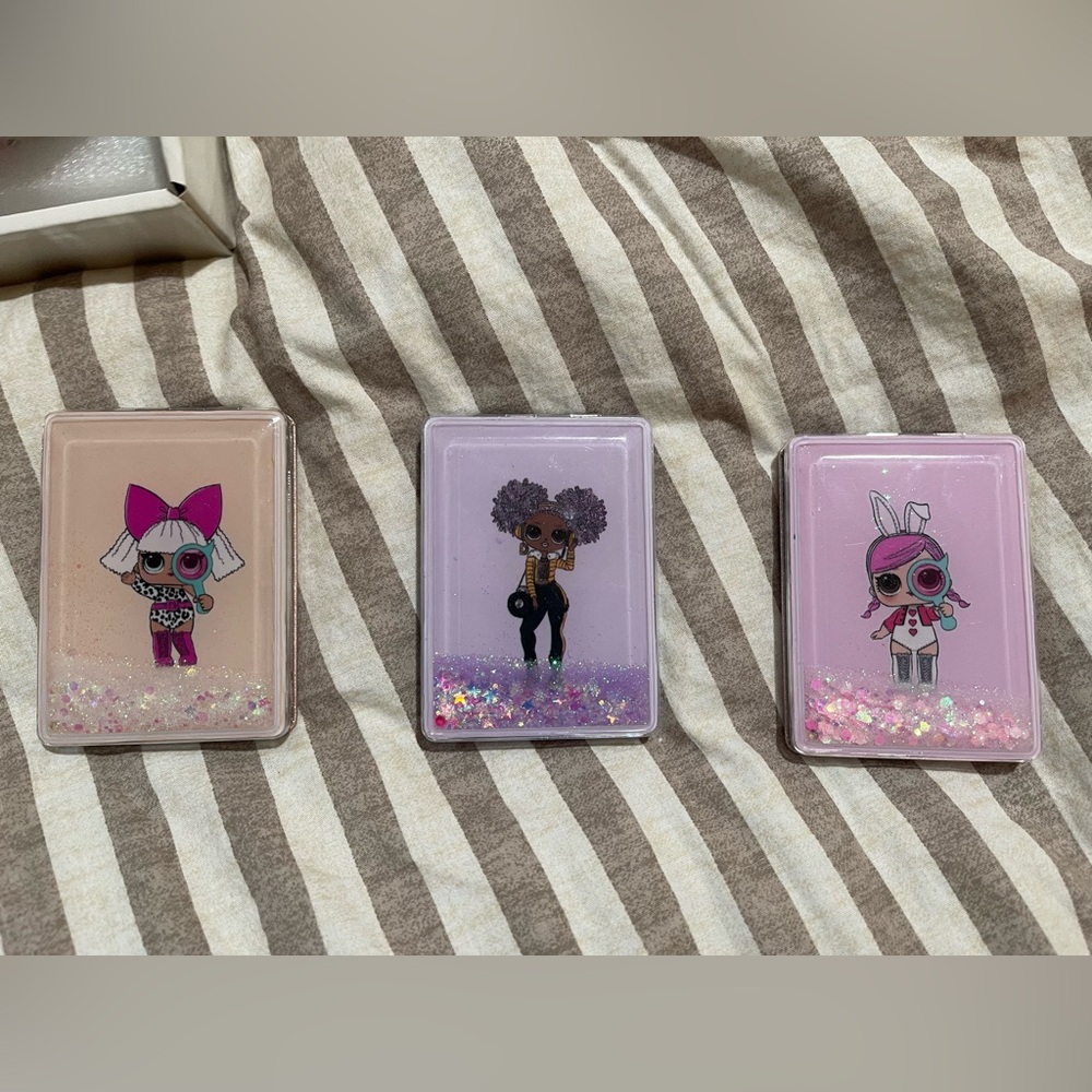 Set of Three LOL Surprise Glitter Cosmetic mirrors